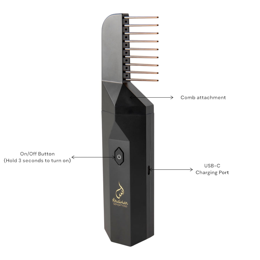 Electric Mabkhara with Comb Attachment - Black