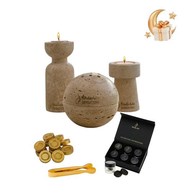 Travertine Ball Bakhoor Set - Eid Gift