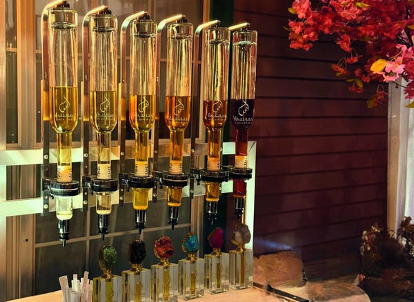 Perfume display at a wedding